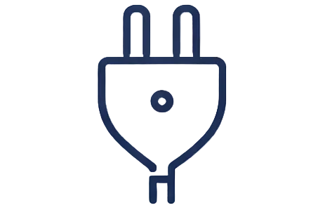 Outline of an Electric vehicle charging plug icon