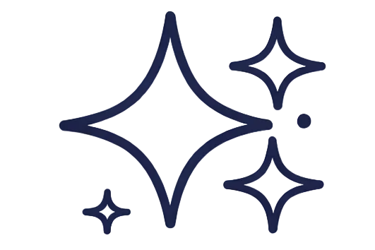 Navy blue starburst icon on transparent background